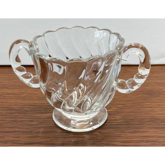 Fostoria Glass Colony Optic Swirl Cream and Sugar Serving Set Vintage Clear - Picture 3 of 10